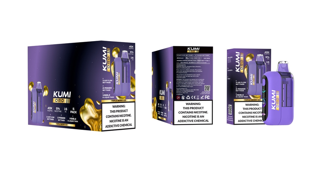 KUMI 6 ORO – DISPOSABLE VAPE – 40K PUFFS – 15ML – 5CT [MSRP: $25]
