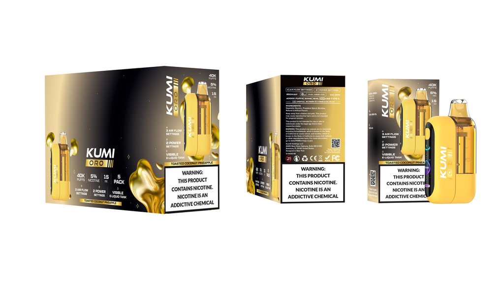 KUMI 6 ORO – DISPOSABLE VAPE – 40K PUFFS – 15ML – 5CT [MSRP: $25]