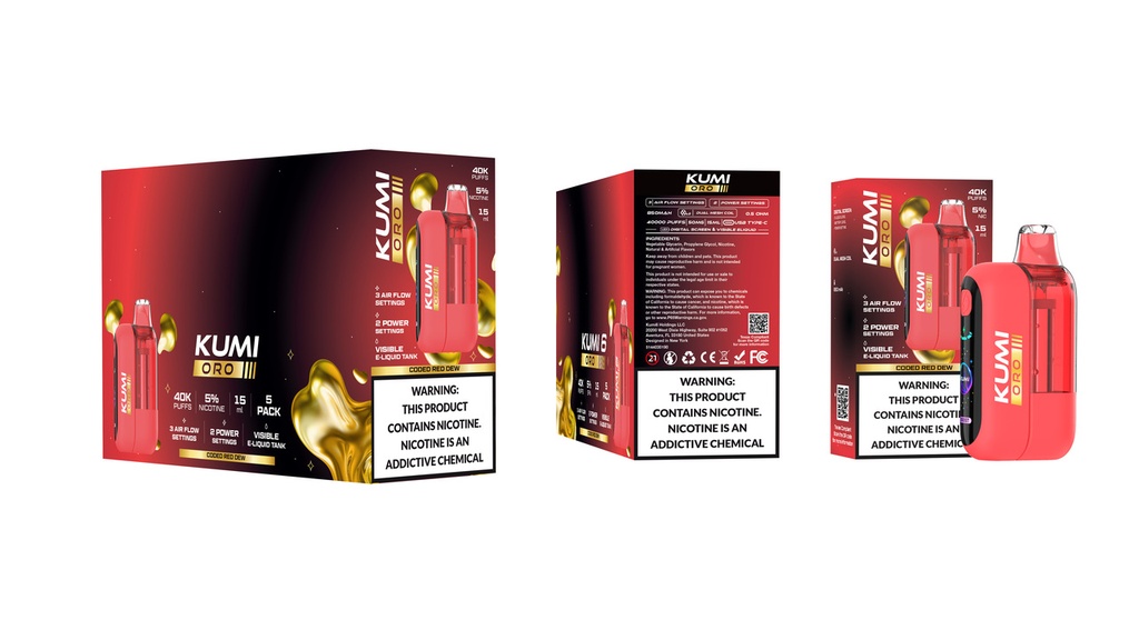 KUMI 6 ORO – DISPOSABLE VAPE – 40K PUFFS – 15ML – 5CT [MSRP: $25]