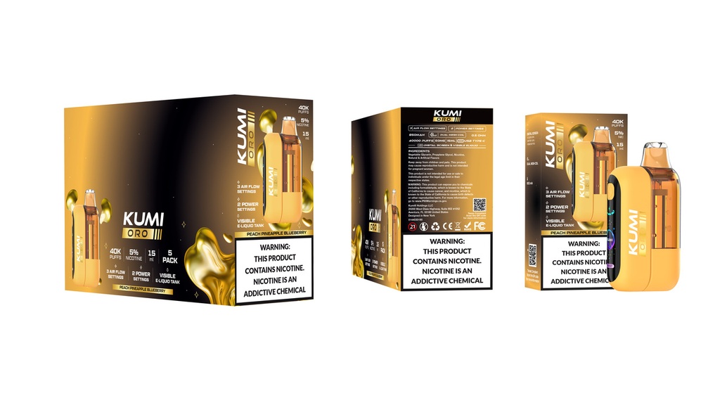 KUMI 6 ORO – DISPOSABLE VAPE – 40K PUFFS – 15ML – 5CT [MSRP: $25]