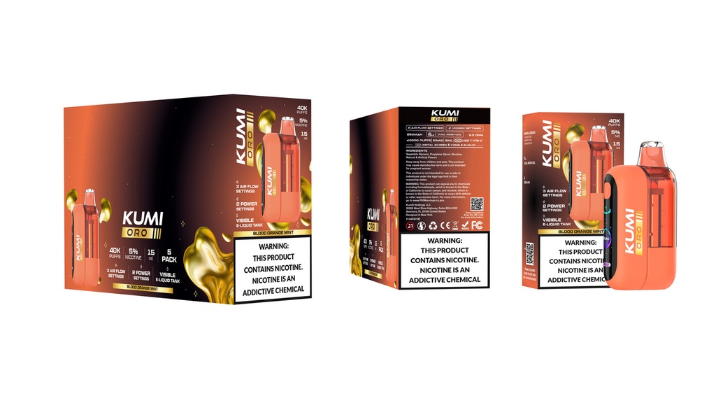 KUMI 6 ORO – DISPOSABLE VAPE – 40K PUFFS – 15ML – 5CT [MSRP: $25]