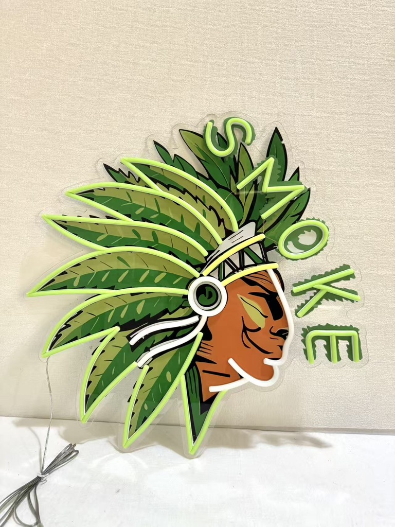 LED SIGN – LEAF GREEN NATIVE– 23"×24" – 1CT – SMKNATIN [MSRP: $STORE USE] 