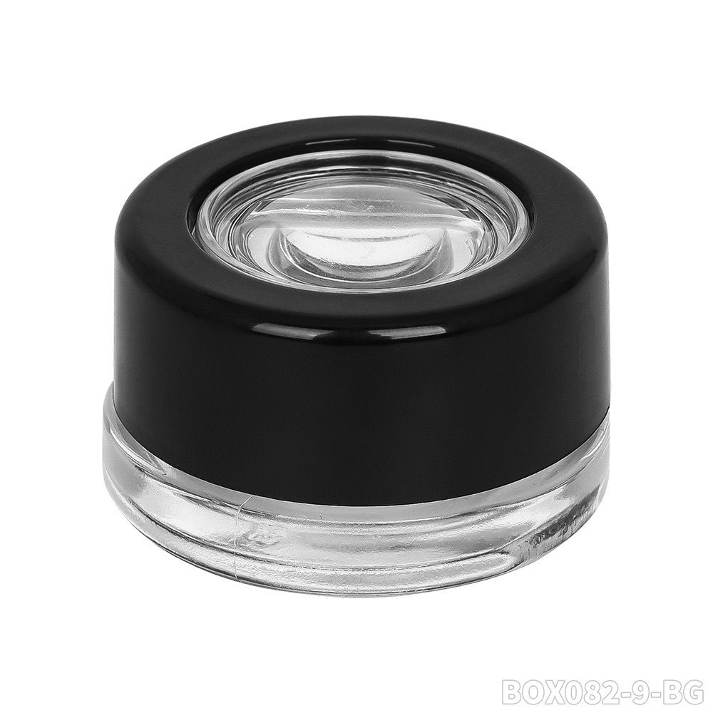 BANGER BROS – STORAGE – MAGNIFYING GLASS TANK – BLACK AIRTIGHT LID – VARIOUS SIZES – 12CT DISPLAY [MSRP: $2.50-$3.75 EACH]