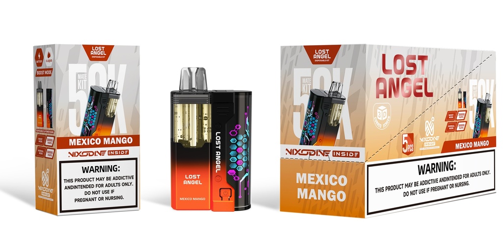LOST ANGEL MATE - NIXODINE EDITION – DISPOSABLE VAPE KIT – 20ML – 50K PUFFS – 1200MAH – 5CT – [MSRP: $25]