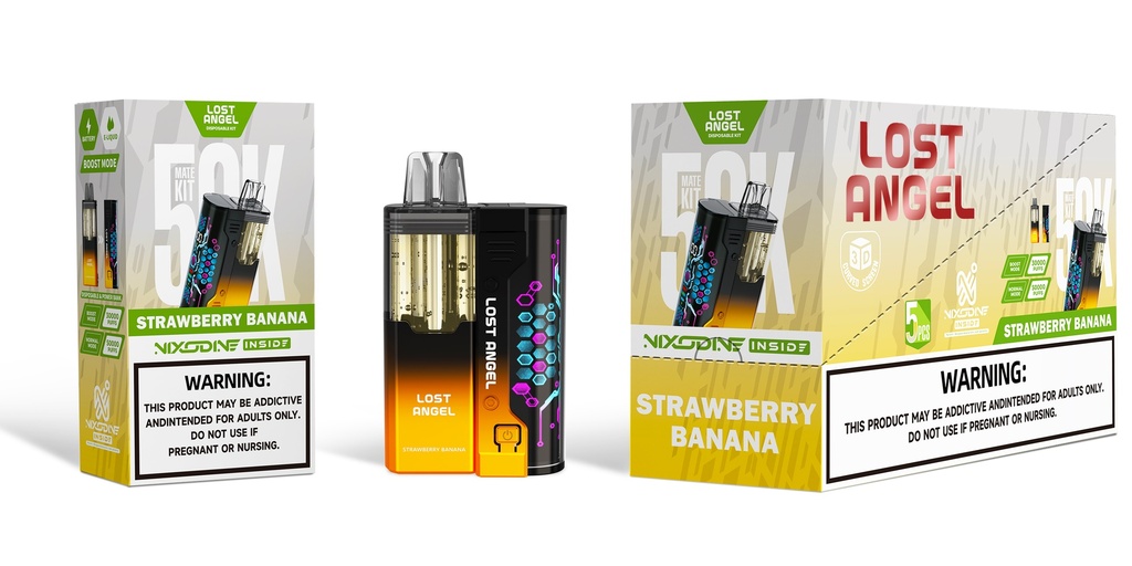 LOST ANGEL MATE - NIXODINE EDITION – DISPOSABLE VAPE KIT – 20ML – 50K PUFFS – 1200MAH – 5CT – [MSRP: $25]