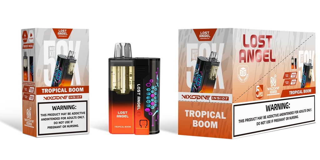 LOST ANGEL MATE - NIXODINE EDITION – DISPOSABLE VAPE KIT – 20ML – 50K PUFFS – 1200MAH – 5CT – [MSRP: $25]