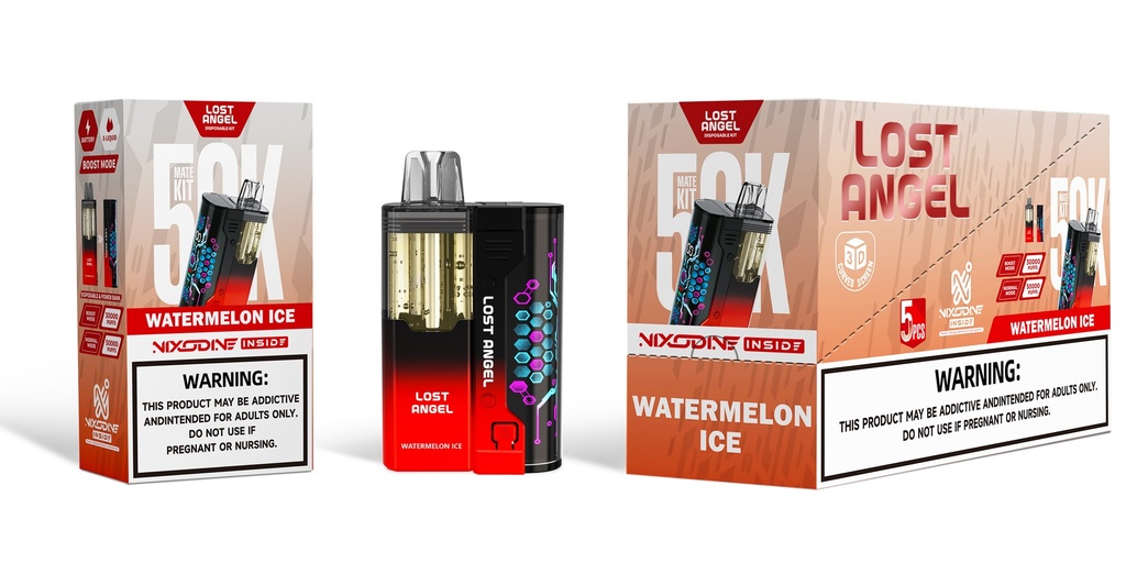LOST ANGEL MATE - NIXODINE EDITION – DISPOSABLE VAPE KIT – 20ML – 50K PUFFS – 1200MAH – 5CT – [MSRP: $25]