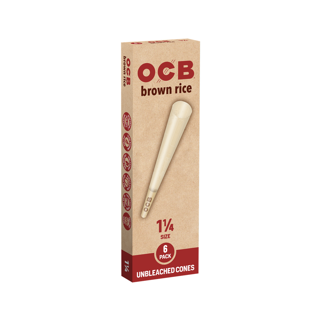 OCB – PRE-ROLLED CONES – BROWN RICE UNBLEACHED – MINI – 10CT PER PK – 32CT DISPLAY – [MSRP: $3.5]