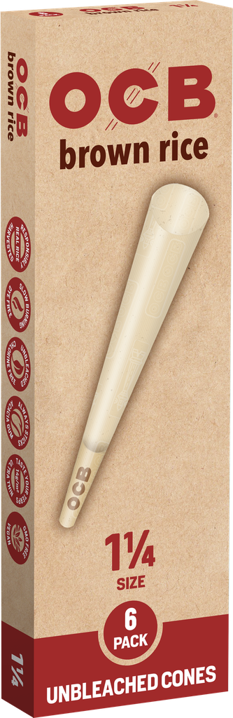 OCB – PRE-ROLLED CONES – BROWN RICE UNBLEACHED – MINI – 10CT PER PK – 32CT DISPLAY – [MSRP: $3.5]