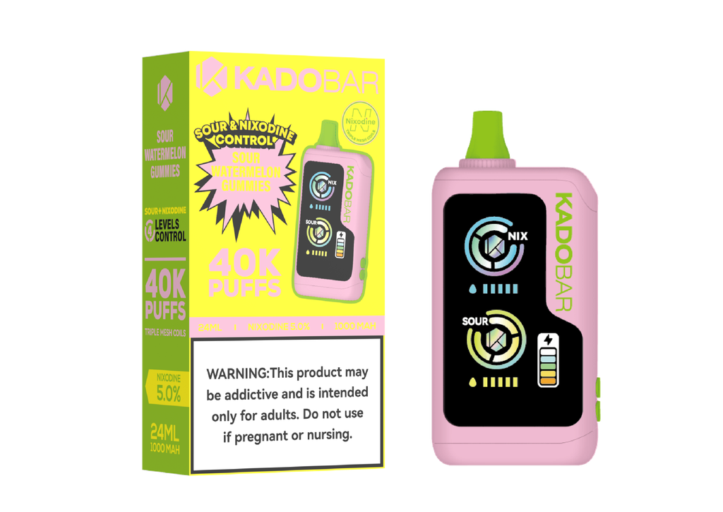 KADO BAR – NI40K – DISPOSABLE VAPE – SOUR NIXODINE EDITION – 5% 40K PUFFS – ASSORTED FLAVORS – 5CT DISPLAY – [MSRP: $24 EACH]