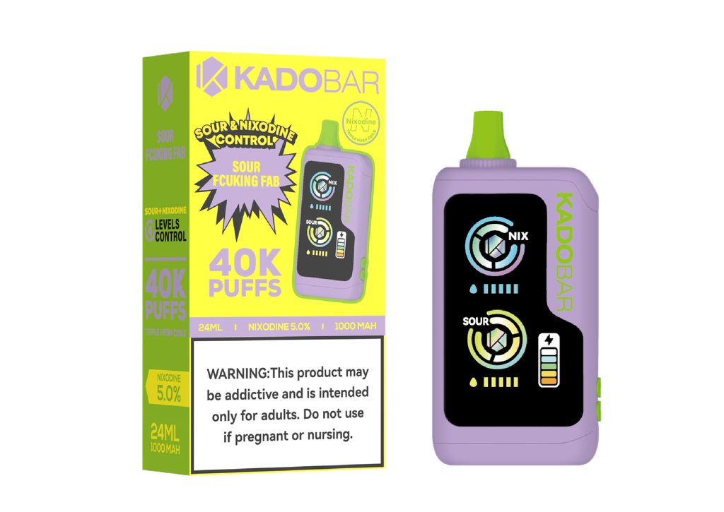 KADO BAR – NI40K – DISPOSABLE VAPE – SOUR NIXODINE EDITION – 5% 40K PUFFS – ASSORTED FLAVORS – 5CT DISPLAY – [MSRP: $24 EACH]