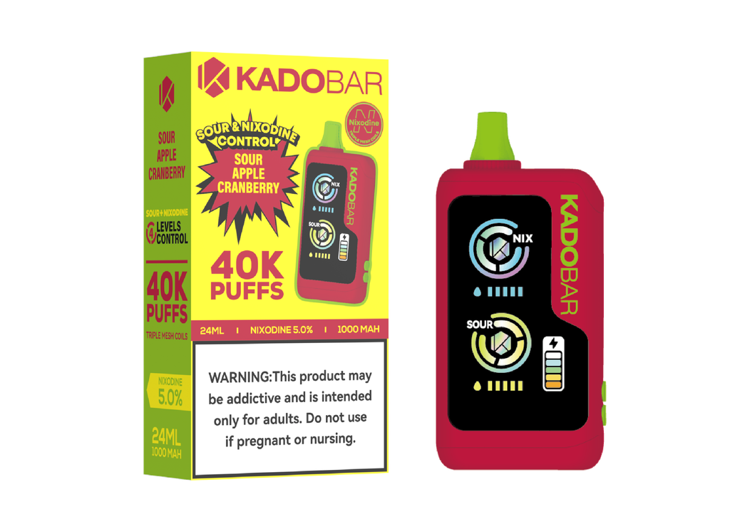 KADO BAR – NI40K – DISPOSABLE VAPE – SOUR NIXODINE EDITION – 5% 40K PUFFS – ASSORTED FLAVORS – 5CT DISPLAY – [MSRP: $24 EACH]