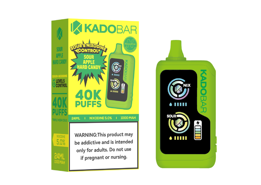 KADO BAR – NI40K – DISPOSABLE VAPE – SOUR NIXODINE EDITION – 5% 40K PUFFS – ASSORTED FLAVORS – 5CT DISPLAY – [MSRP: $24 EACH]