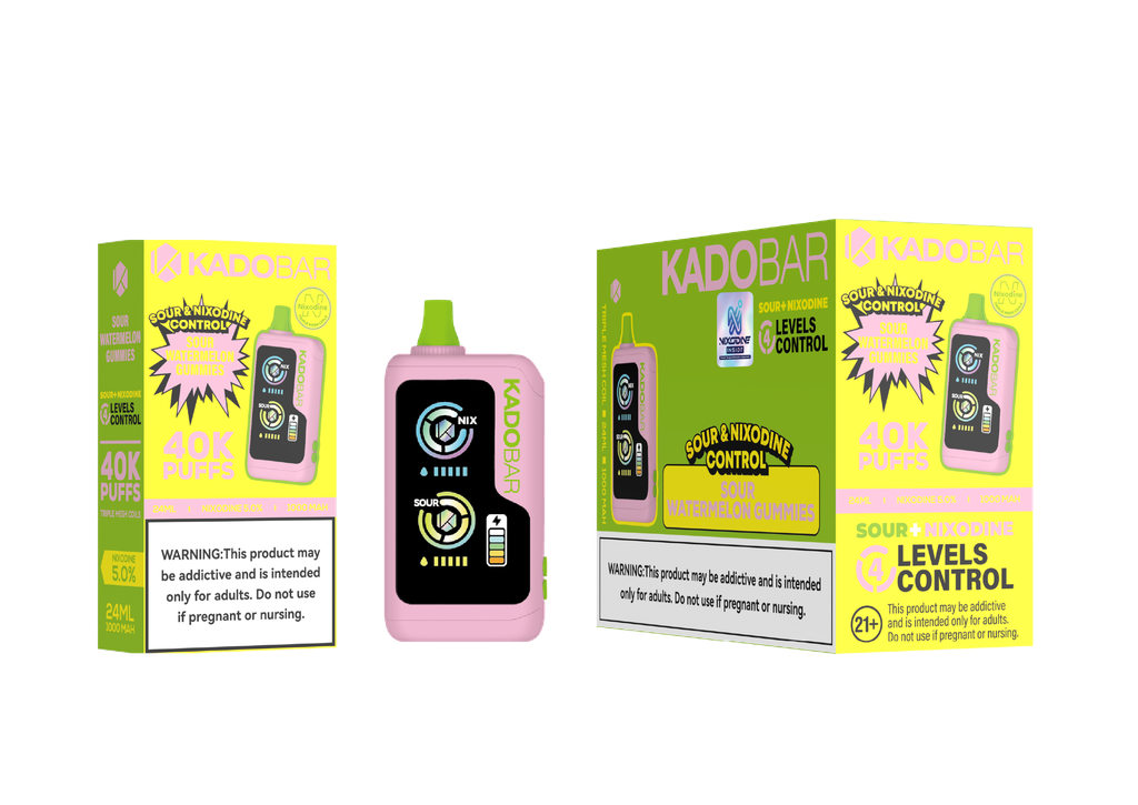 KADO BAR – NI40K – DISPOSABLE VAPE – SOUR NIXODINE EDITION – 5% 40K PUFFS – ASSORTED FLAVORS – 5CT DISPLAY – [MSRP: $24 EACH]
