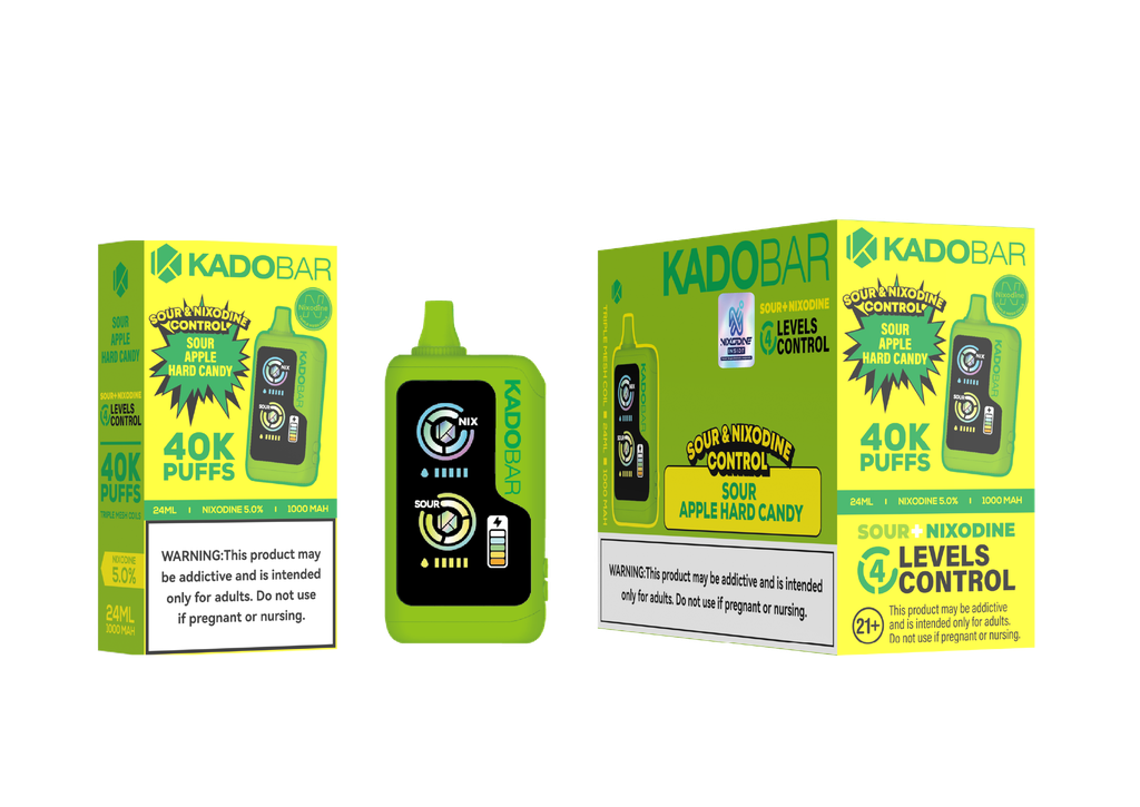 KADO BAR – NI40K – DISPOSABLE VAPE – SOUR NIXODINE EDITION – 5% 40K PUFFS – ASSORTED FLAVORS – 5CT DISPLAY – [MSRP: $24 EACH]
