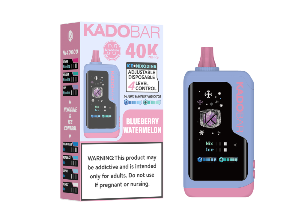 KADO BAR – NI40K – DISPOSABLE VAPE – ICE NIXODINE EDITION – 5% 40K PUFFS – ASSORTED FLAVORS – 5CT DISPLAY – [MSRP: $24 EACH]