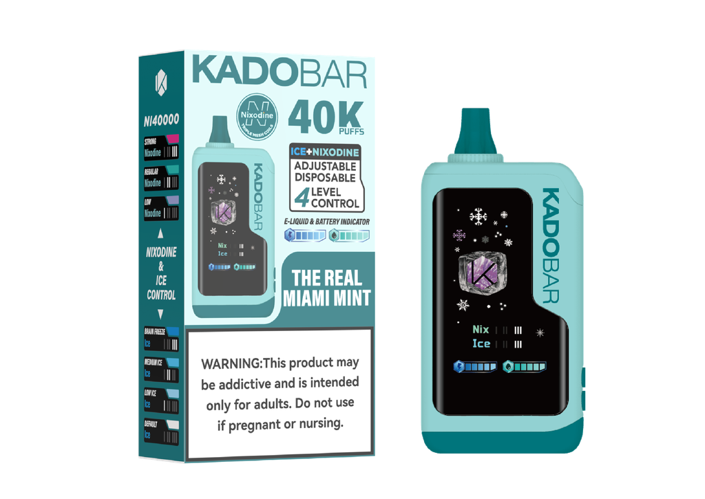 KADO BAR – NI40K – DISPOSABLE VAPE – ICE NIXODINE EDITION – 5% 40K PUFFS – ASSORTED FLAVORS – 5CT DISPLAY – [MSRP: $24 EACH]