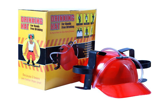 NOVELTY GAME - BASEBALL CAP BEER DRINKING HELMET – DUAL CAN HOLDER WITH STRAWS – 1CT – NOV22 