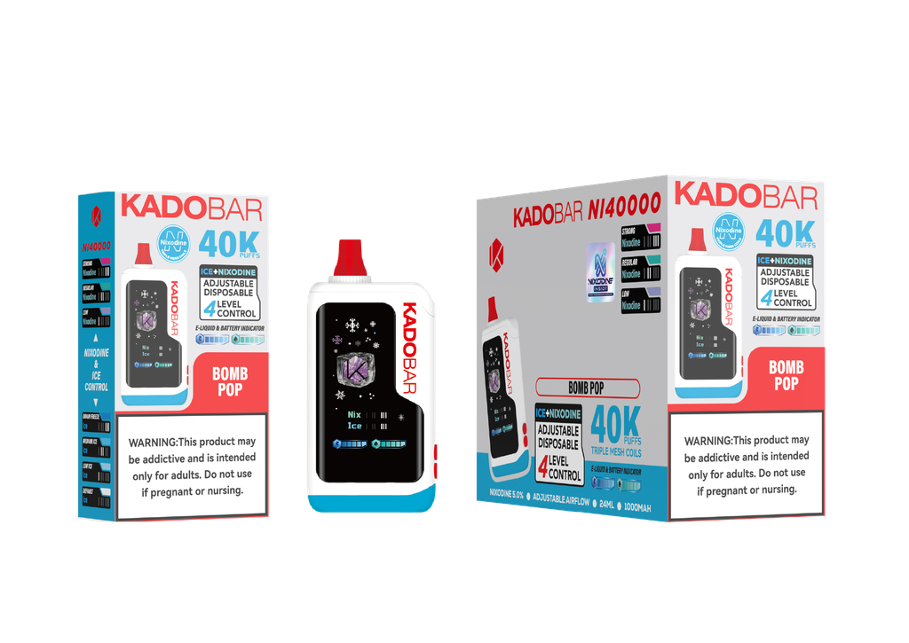 KADO BAR – NI40K – DISPOSABLE VAPE – ICE NIXODINE EDITION – 5% 40K PUFFS – ASSORTED FLAVORS – 5CT DISPLAY – [MSRP: $24 EACH]