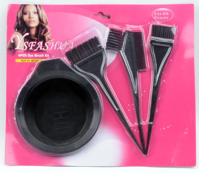 GLOBAL STAR HAIR CARE ACCESSORIES 4-PIECE HAIR DYE BRUSH & MIXING BOWL KIT, PROFESSIONAL SALON QUALITY COLORING APPLICATOR TOOLS BLK 1CT - 03-41 - [MSRP $2.5] CT 