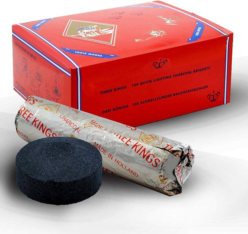 THREE KINGS – HOOKAH CHARCOAL – 3 KING - 40MM & 33MM – 10CT ROLL – [ [MSRP: $2 EACH - $20 BOX]
