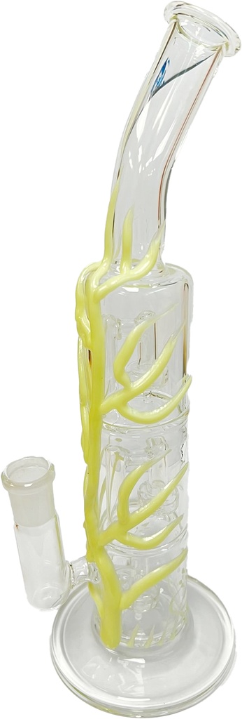 STRAIGHT NECK – GLASS WATER PIPES – YELLOW ACCENTS – 12 INCH – 1CT – GB0213 – [MSRP: $95]