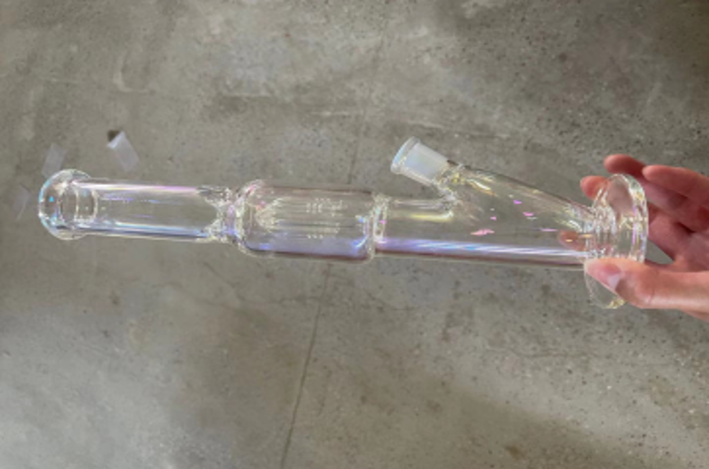 STRAIGHT NECK – GLASS WATER PIPES – YELLOW ACCENTS – 14 INCH – 1CT – GB0208 – [MSRP: $87.50]