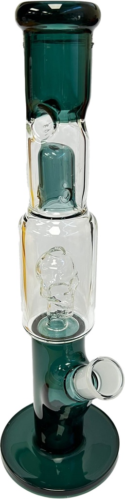 STRAIGHT NECK – GLASS WATER PIPES – GREEN ACCENTS – 14 INCH – 1CT – GB0215 – [MSRP: $95]