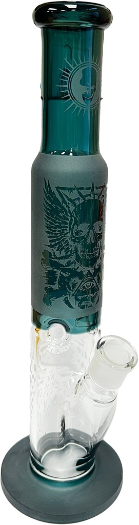 STRAIGHT NECK – GLASS WATER PIPES – BLACK ACCENTS – 14 INCH – 1CT – GB0216 – [MSRP: $87.50]