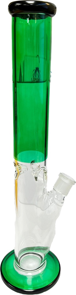 STRAIGHT NECK – GLASS WATER PIPES – GREEN ACCENTS – 16 INCH – 1CT – GB0201 – [MSRP: $72.50]