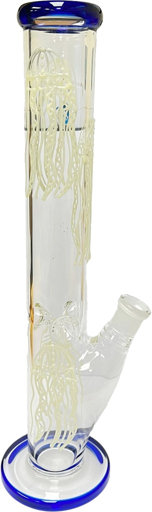 STRAIGHT NECK – GLASS WATER PIPES – YELLOW ACCENTS – 16 INCH – 1CT – GB0202 – [MSRP: $87.50]