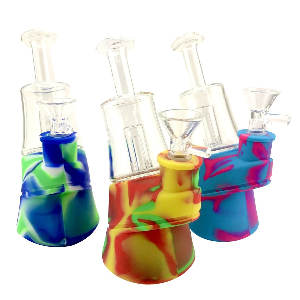 PUFFCO STYLE HYBRID BONG – SILICON WATER PIPES – MULTI-COLOR – 1CT – SL154 – [MSRP: $44]