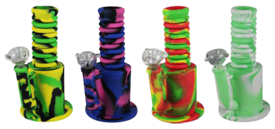 90 DEGREE FLEX HYBRID BONG – SILICON WATER PIPES – MULTI-COLOR – 1CT – SL153 – [MSRP: $61]