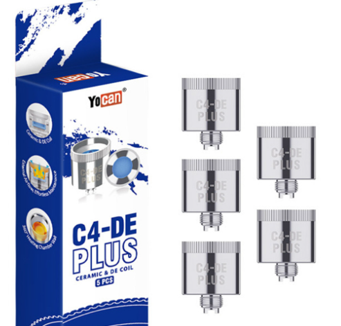 YOCAN - C4-DE PLUS CERAMIC & DE REPLACEMENT COILS – HEMP VAPORIZERS ACCESSORIES – 5CT – YOCAN-06875 – [MSRP: $4.50 EACH]