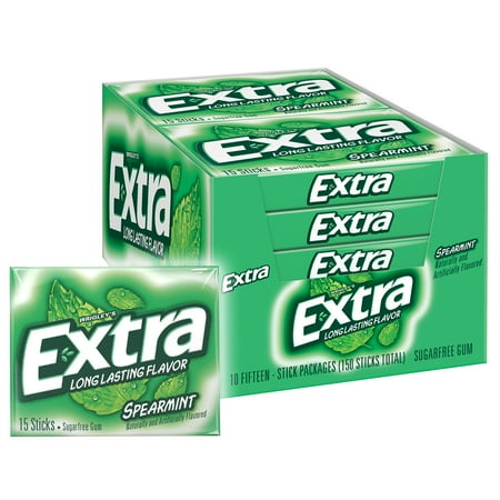 EXTRA SUGARFREE CHEWING GUM – CANDY & SNACKS – 15 STICK – 10CT DISPLAY – [MSRP: $3 EACH]