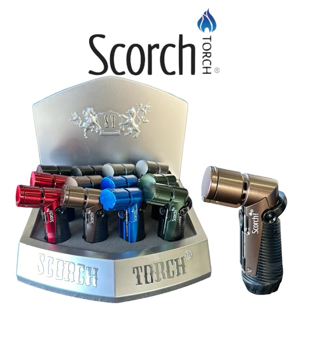 SCORCH – TORCH LIGHTERS – STAINLESS HEAVY DUTY JET FLAME WITH STAND – 12CT DISPLAY – 61760-08721 – [MSRP: $27.50 EACH]