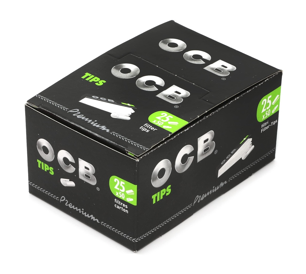 OCB – TIPS & FILTERS – PREMIUM PERFORATED – 50 LEAVES – 25CT DSPL – [MSRP: $4 EACH]