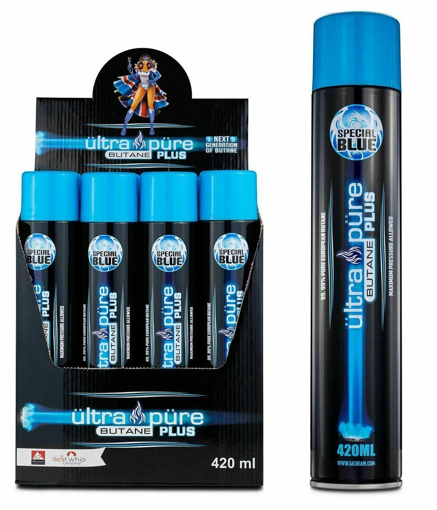 SPECIAL BLUE – BUTANE – ULTRA PURE PLUS – 99.99% PURE – 420ML – 12CT DISPLAY – [MSRP: $6 EACH]