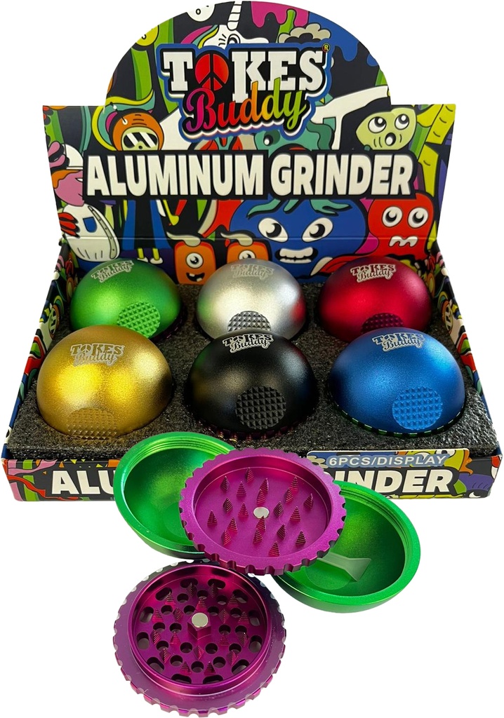 TOKES BUDDY PREMIUM – GRINDERS – 4-PIECE – 61MM – 6CT DISPLAY – GRA-4 – [MSRP: $26.50 EACH]