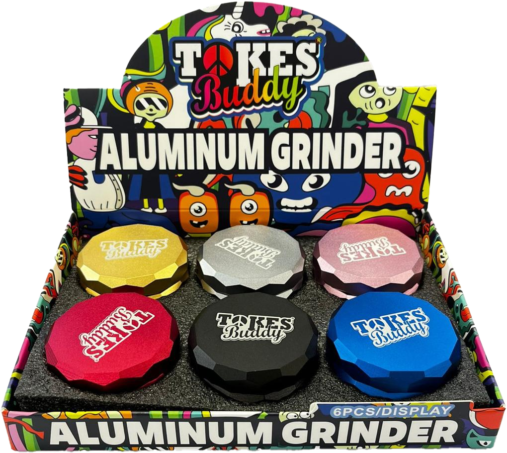 TOKES BUDDY PREMIUM – GRINDERS – 3-PIECE – 62MM – 6CT DISPLAY – GRA-17 – [MSRP: $24 EACH]