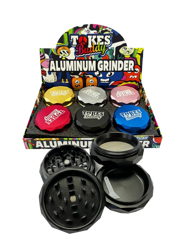 TOKES BUDDY PREMIUM – GRINDERS – 4-PIECE – 62MM – 6CT DISPLAY – GRA-18 – [MSRP: $28.50 EACH]