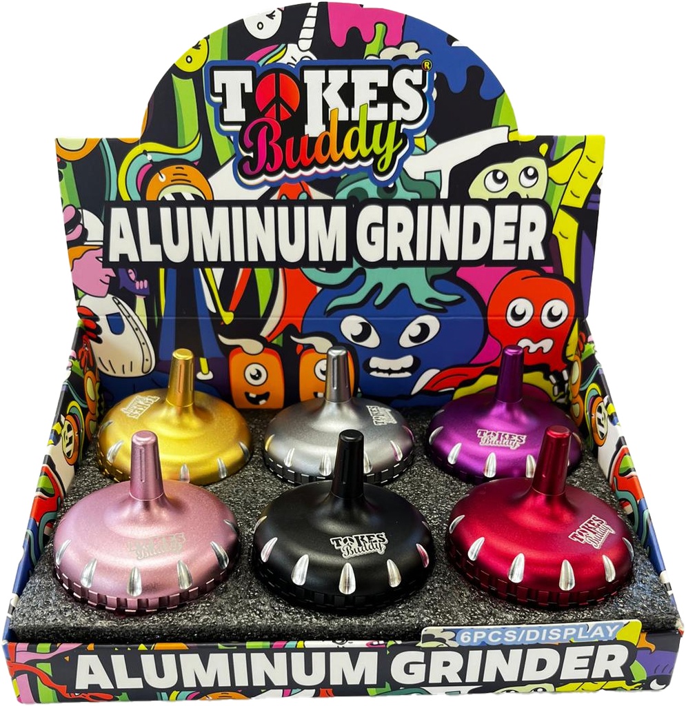TOKES BUDDY PREMIUM – GRINDERS – 4-PIECE – 63MM – 6CT DISPLAY – GRA-5 – [MSRP: $30 EACH]