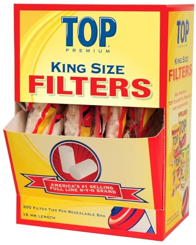 TOP – TIPS & FILTERS – KING SIZE CIGARETTE FILTER TIPS – 18MM – 200CT – [MSRP: $0.50 EACH]