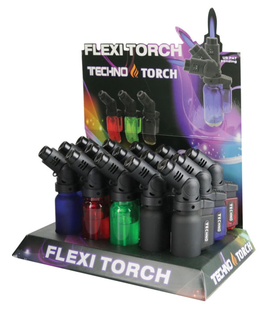 TECHNO – TORCH LIGHTERS – 90 DEGREE SOLID COLOR – QUAD FLAME – 12CT DISPLAY – A213 – [MSRP: $15.50 EACH]