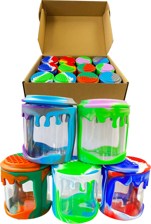 GLASS & SILICONE – CONTAINERS & JARS – 120ML – 12CT – [MSRP: $6 EACH]