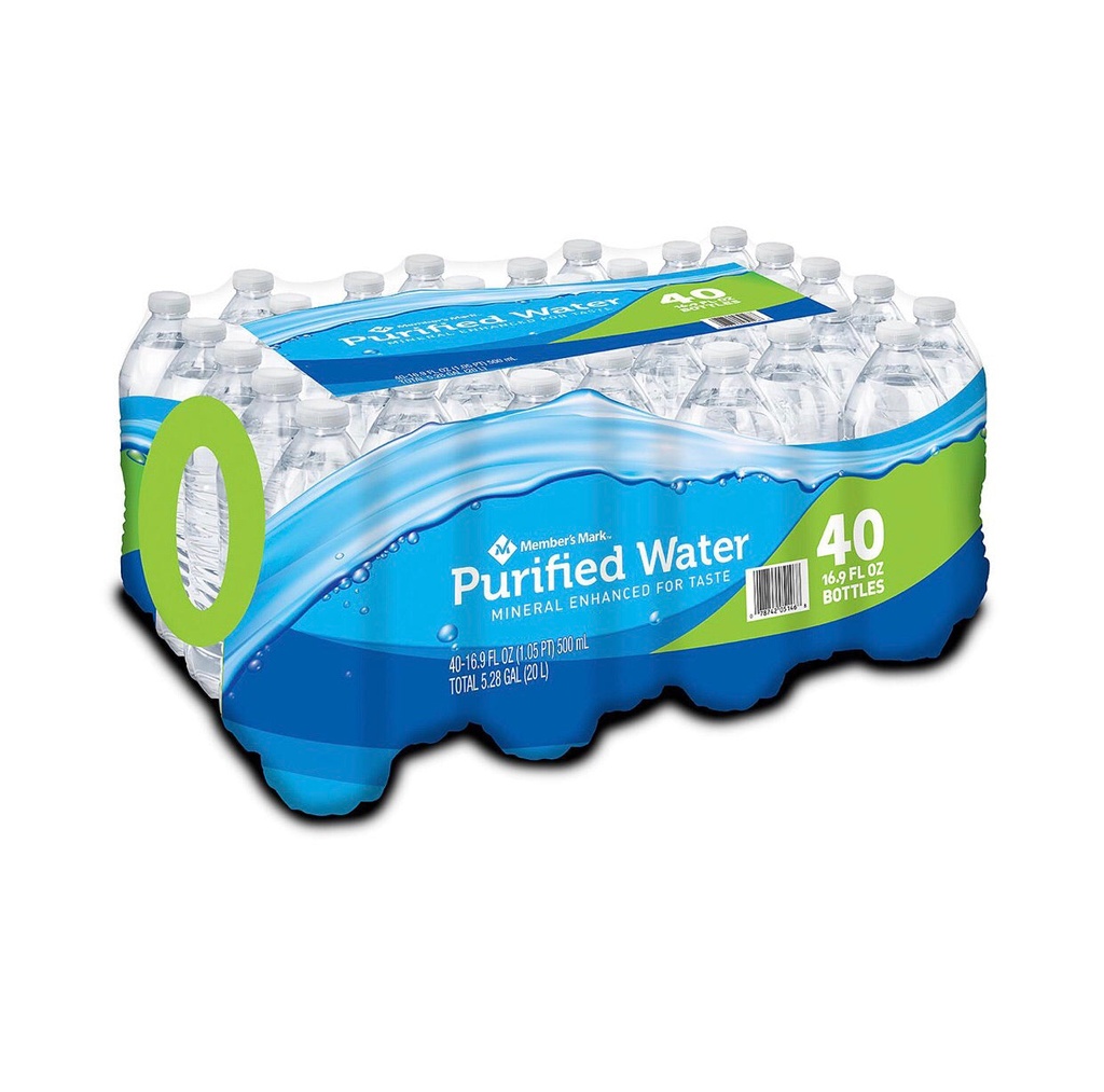 MEMBER'S MARK – PURIFIED BOTTLED WATER – FOOD & BEVERAGES / SOFT DRINKS – 500ML – 40CT CASE – [MSRP: $0.50 EACH]