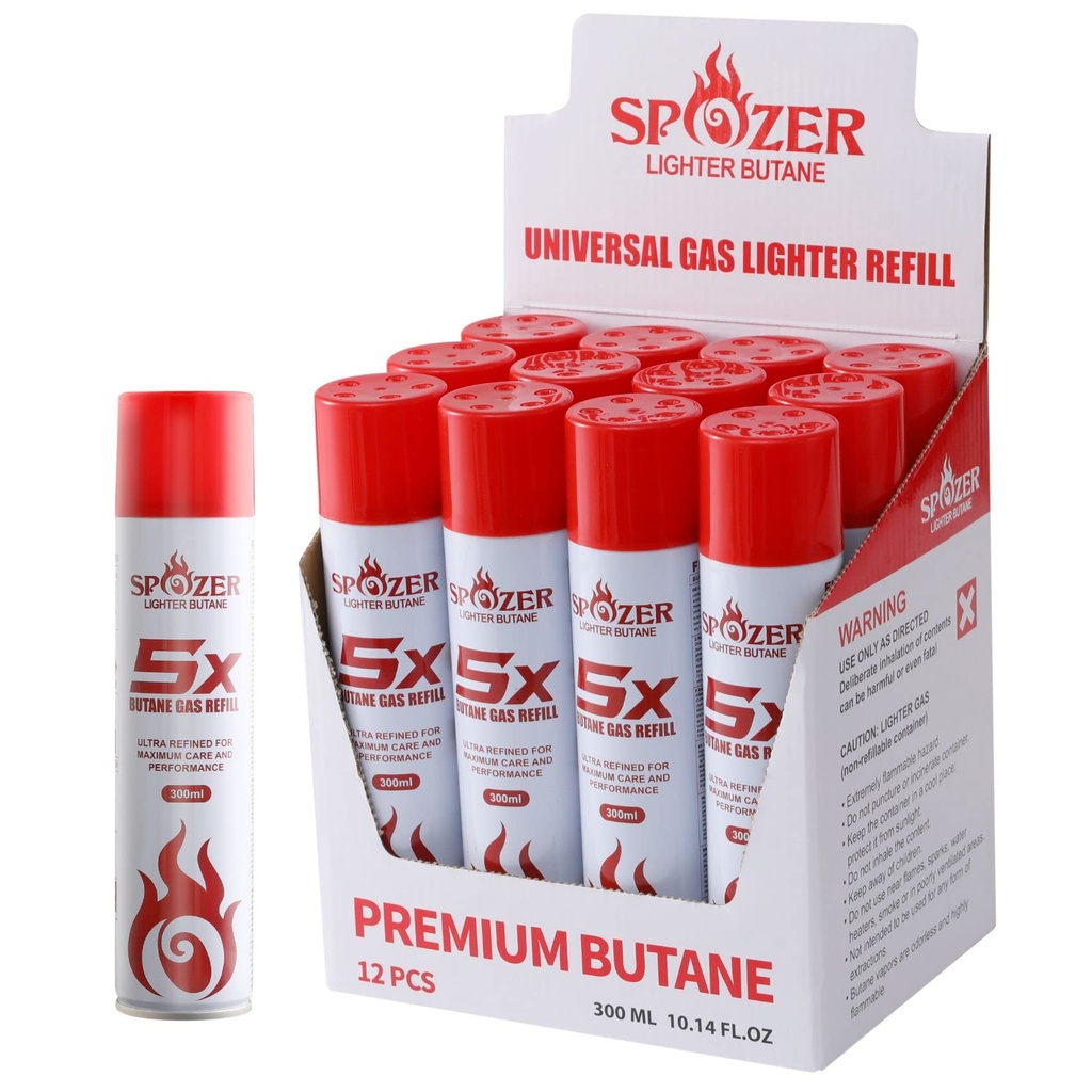 SPOZER – BUTANE – ULTRA REFINED UNIVERSAL FLUID FUEL – 300ML – 12CT DISPLAY – [MSRP: $3.50 EACH]