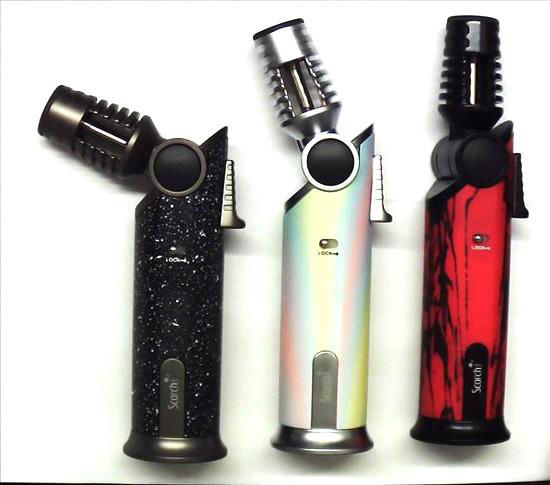 SCORCH – TORCH LIGHTERS – ADJUSTABLE 90 TO 45 DEGREE SINGLE JET FLAME – 9CT DISPLAY – 61751-08677 – [MSRP: $28.50 EACH]