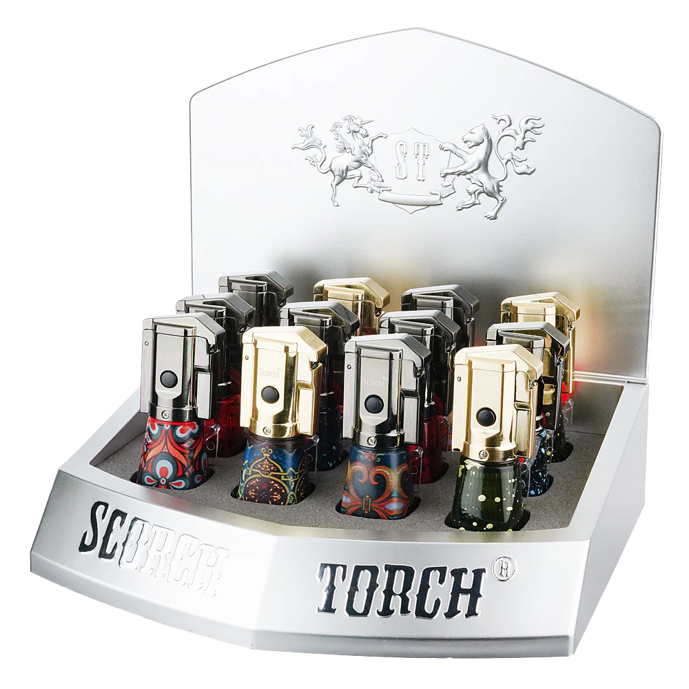 SCORCH – TORCH LIGHTERS – DUAL FUNCTION REGULAR MIXED CLEAR – 12CT DISPLAY – 104797 – [MSRP: $17.50 EACH]