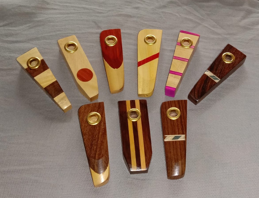 4" HAND – WOOD PIPES – STRAIGHT CUT – MULTI COLORS – WHP-79371 – [MSRP: $6]